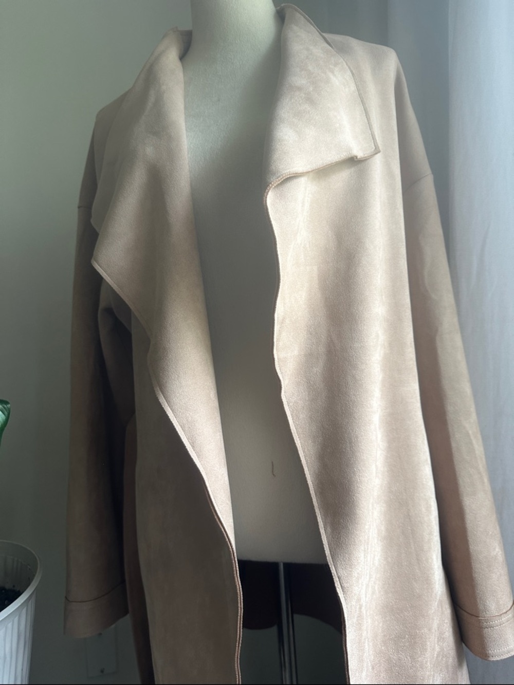 Listicle Faux Suede Drapey Taupe Lightweight Wrap with Tie Belt - Picture 11 of 13